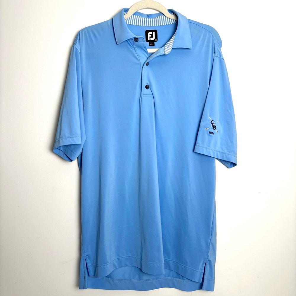 FootJoy Polo Shirt Mens M Blue Short Sleeve Golf Stretch Performance Active